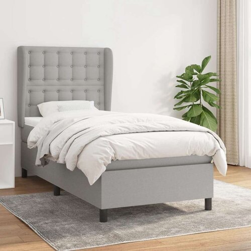  Krevet s oprugama i madracem svjetlosivi 100x200 cm od tkanine Slike