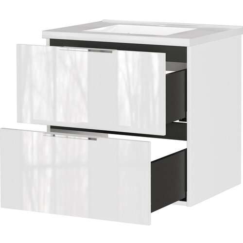 Germania Bela stenska omarica za pod umivalnik v sijajnem dekorju 61x61 cm Celano &amp;ndash; Slike