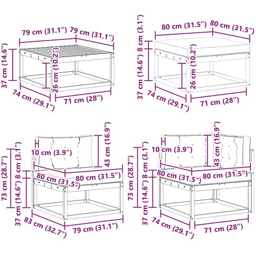  Set vanjskih sofa 7 kom. Bijela i antracit Slike