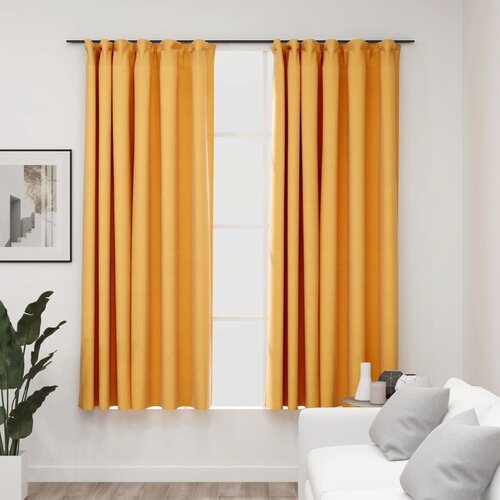 vidaXL Zavjese za zamračivanje s kukama 2 kom žute 140 x 175 cm Cijene