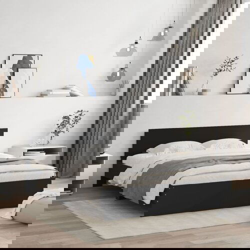 Furnova Posteljni okvir z vzglavjem in LED črn 150x200 cm, (21936593) Slike
