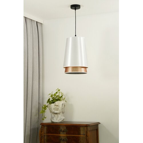  Duolla - Visilica na sajli BELL SHINY 1xE27/15W/230V &amp;Oslash; 25 cm bela/bakrena Slike