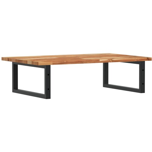  Zidna polica za umivaonik od čelika i masivnog bagremovog drva Smeđa 100 x 50 x 2 cm Slike