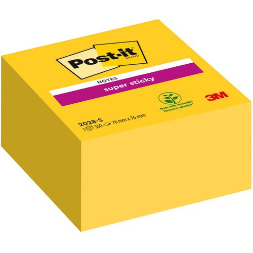 Blok SAMOLJEPLJIV KOCKA 76X76MM 350L SUPER STICKY POST-IT 3M.2028S ŽUTI Cijene