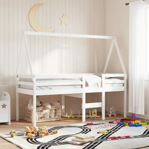 vidaXL Streha za otroško posteljo bela 199x80,5x88 cm trdna borovina