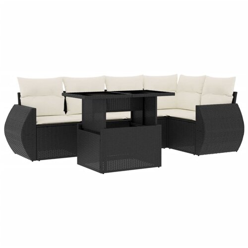  6-dijelni set vrtnih sofa s jastucima crni od poliratana Crna 100 x 55 x 73 cm Slike