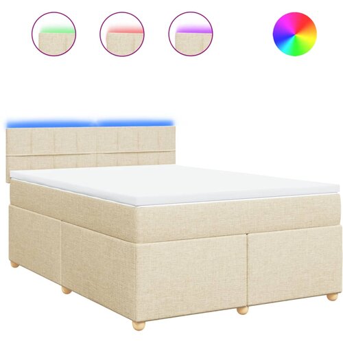 vidaXL Box spring postelja z vzmetnico krem 140x190 cm blago, (21304575) Cene