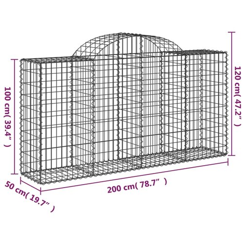  Lučne gabionske ko&amp;scaron;are 12kom 200x50x100/120cm pocinčano željezo Slike