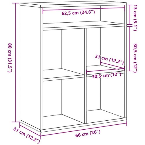  za knjige boja drva 66x31x80 cm konstruirano drvo Slike