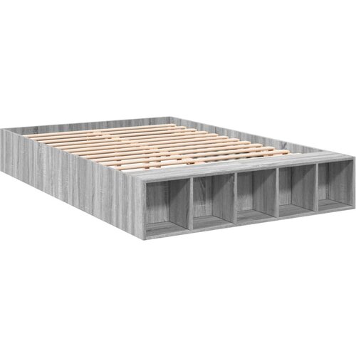 VidaXL Posteljni okvir siva sonoma 140x190 cm inženirski les, (21216205) Slike