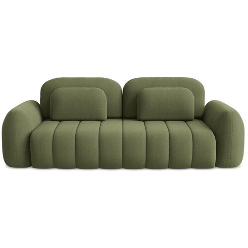 Makamii Zelena sklopiva/s prostorom za odlaganje sofa od bouclé tkanine 266 cm Pele – Cijene