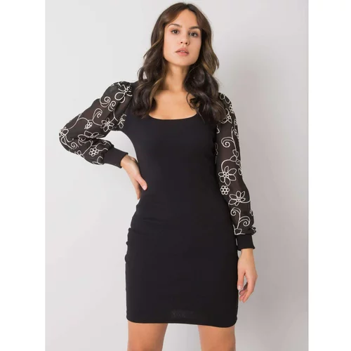 Fashion Hunters Black dress with puff sleeves from Formosa RUE PARIS