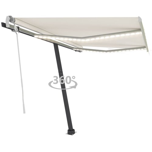 vidaXL Ročno zložljiva tenda z LED lučkami 300x250 cm krem Cene