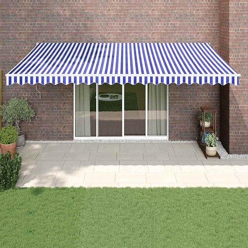  Automatska tenda na uvlačenje plavo-bijela 5 x 3 m Slike