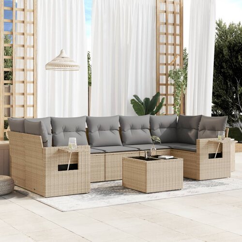 vidaXL 8-dijelni set vrtnih sofa od poliratana s jastucima bež Cijene