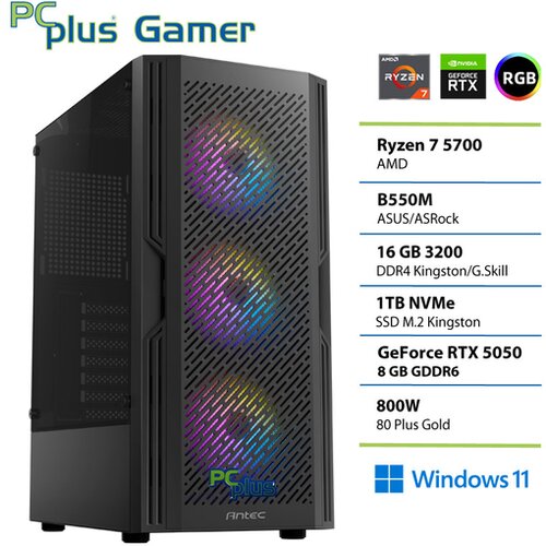 PCPLUS gaming namizni računalnik Ryzen 7 5700/16GB/SSD 1TB/Windows 11 Home/RTX 5050 8GB 148356 Cene