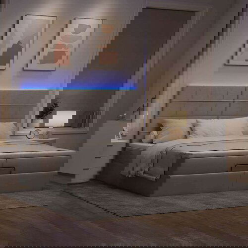  Otomanski okvir kreveta s madracima smeđesivi 200x200cm tkanine Cene