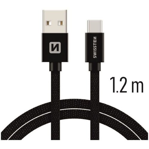 Swissten kabel USB/USB-C, platneni, 1.2m, crni Cene