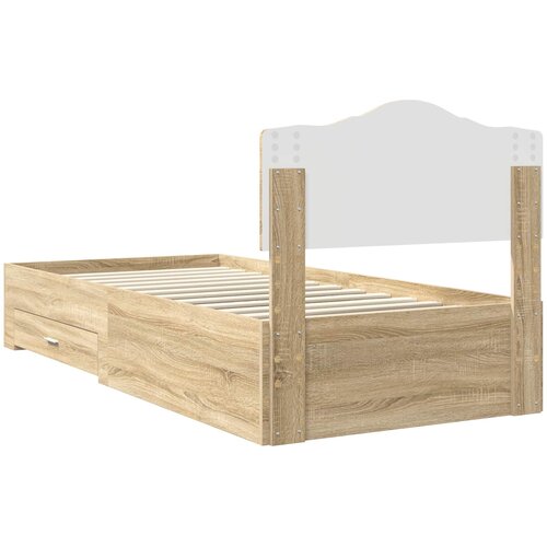  Krevetna konstrukcija s ladicama Sonoma hrast 100 x 200 cm Smeđa 206 x 103 x 90 cm Slike