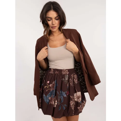 Fashionhunters Brown patterned skirt