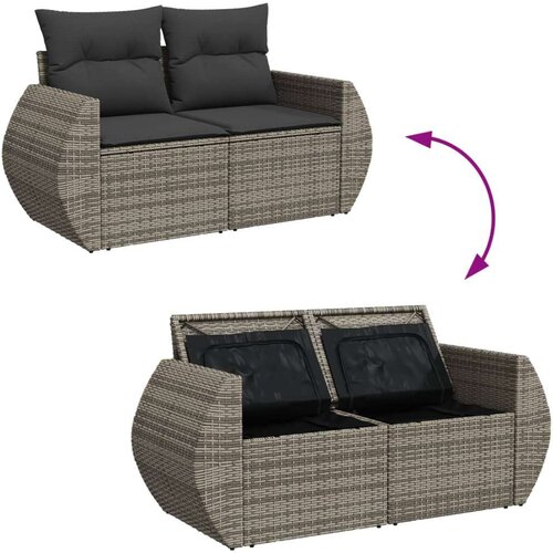 VidaXL 11-dijelni set vrtnih sofa od poliratana s jastucima sivi Slike