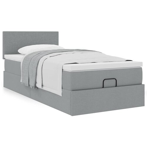 VidaXL Otomanski posteljni okvir z vzmetnico siv 100x200 cm blago Slike