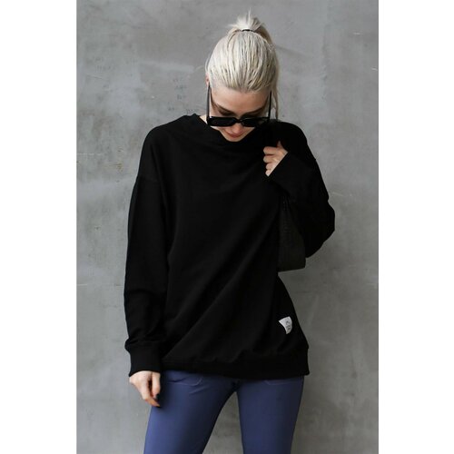Madmext Sweatshirt - Black - Oversize Slike