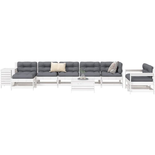  10-dijelni set vrtnih sofa bijeli od masivne borovine Cijene