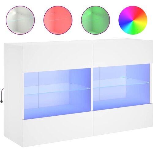  Zidni TV ormarić s LED svjetlima bijeli 98,5x30x60,5 cm Slike