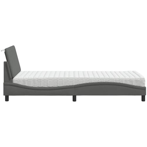  Krevet s madracem Hanko tamnosivi 80x200cm od tkanine Slike
