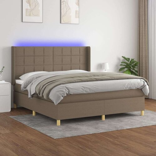  Box spring postelja z vzmetnico LED taupe 160x200 cm blago, (20898993) Slike