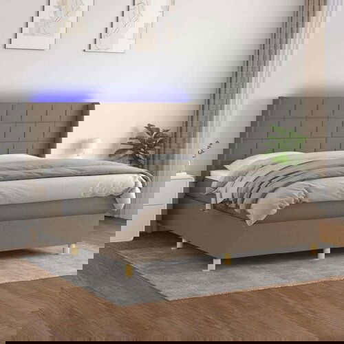  Box spring s madracem LED smeđesivi 160x200 cm tkanina Cijene