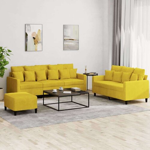  3-dijelni set sofa s jastucima žuti baršunasti Cijene