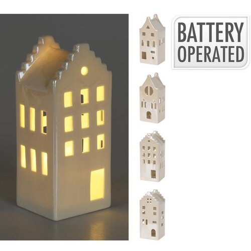 Dekoracija KUĆA SA LED RASVJETOM 15CM BIJELA SORTO Cijene