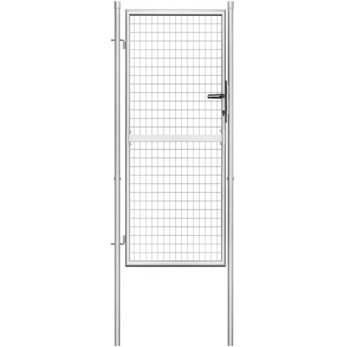 vidaXL Vrtna vrata pocinkano jeklo 105x225 cm srebrna