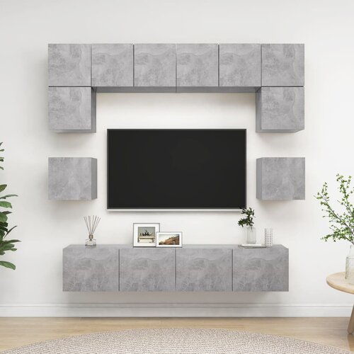The Living Store Komplet TV omaric 8-delni betonsko siva iverna plo&amp;scaron;ča - Komplet TV Omaric, (21374720) Slike