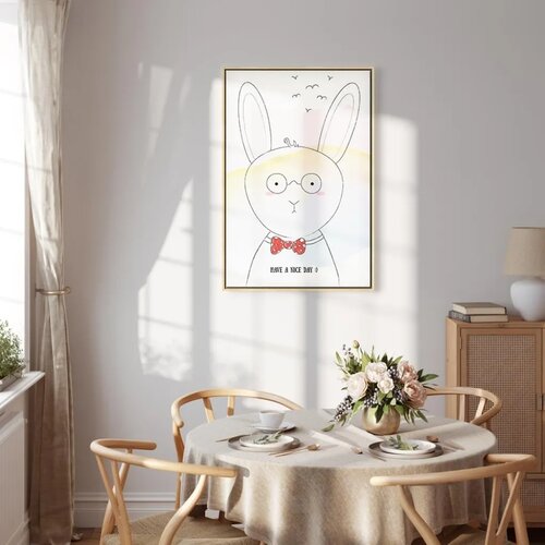  Slika - Greetings from Rabbit (1 Part) Vertical 60x90 U prirodnom drvenom okviru Slike