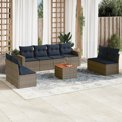 vidaXL 9-dijelni set vrtnih sofa od poliratana s jastucima sivi Cijene