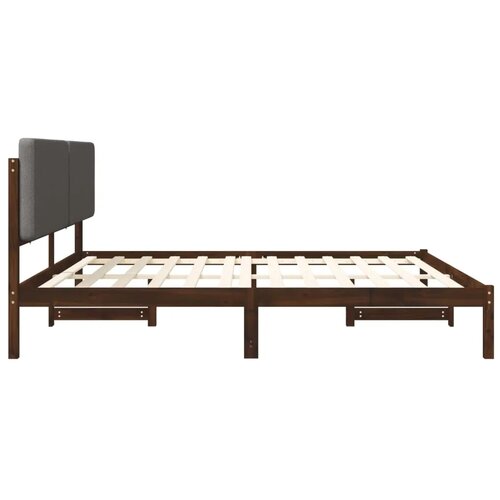 Krevetni okvir s tapiciranim uzglavljem - Tamnosmeđa i svjetlosiva 200 x 200 cm Slike