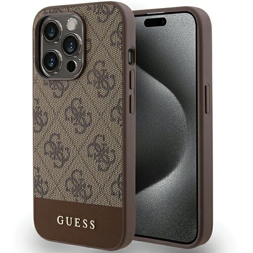 Guess 4G Stripe Collection ovitek za iPhone 15 Pro, Rjav Cene
