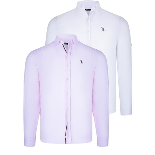 Dewberry DUAL SET G674 MENS SHIRT-WHITE-PINK Slike