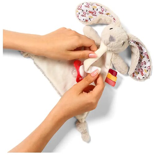 BabyOno have Fun Cuddly Toy with a Dummy Holder pli&amp;scaron;ana igračka s kopčom Rabbit Milly 0 m+ 1 kom Slike