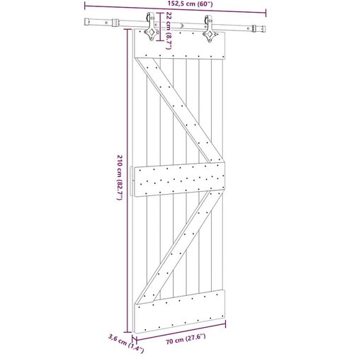 vidaXL Drsna vrata s kompletom vodil 70x210 cm trdna borovina Cene