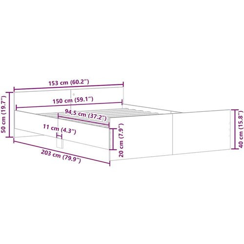 VidaXL Okvir kreveta bez madraca staro drvo 150x200 cm Slike