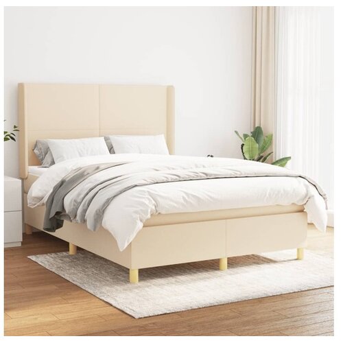  Box spring postelja z vzmetnico krem 140x200 cm blago Cene