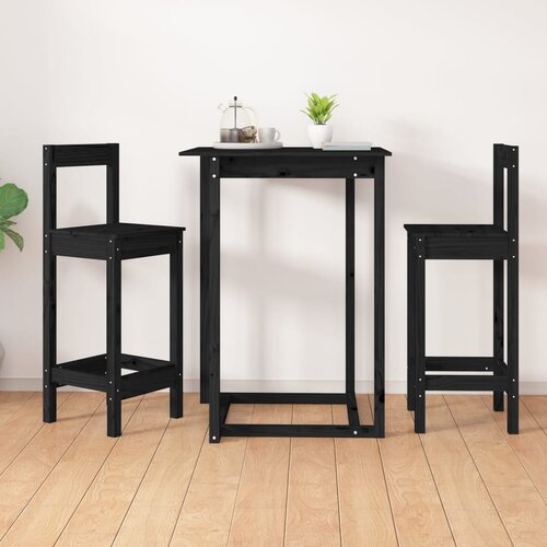  Barske stolice 2 kom crne 40x41,5x112 cm od masivne borovine Cijene