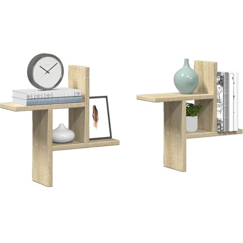 VidaXL Stenska polica 2 kosa sonoma hrast 38x12x38 cm inženirski les Slike