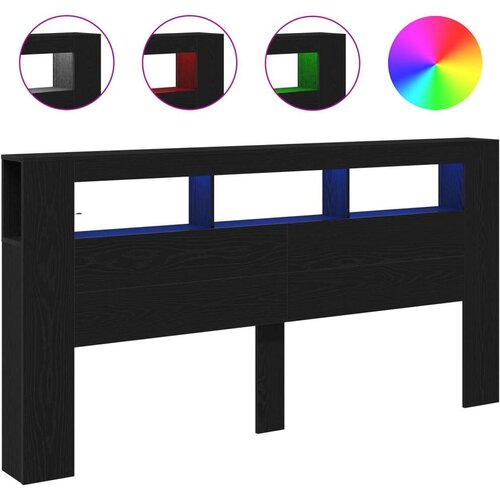  Skladi&amp;scaron;na uzhead sa LED svjetlima Crna hrast 200x18 5x103 5 cm Slike