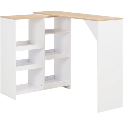 vidaXL barska miza s premično polico bela 138x39x110 cm Cene