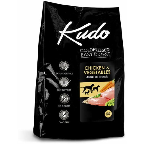 Danube Petfoods Kudo hrana za pse - Chicken and Vegetables ADULT - Low Grain 12kg + 3kg gratis Slike